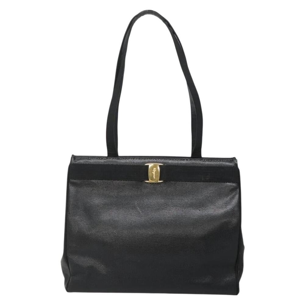 Salvatore Ferragamo Leather Vara Tote Bag Black